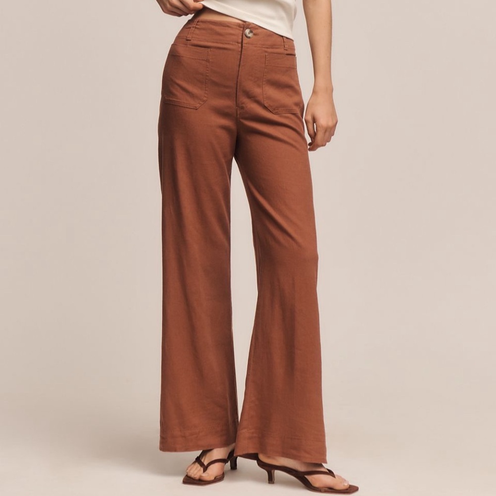 Maeve Colette Linen Stretch High Rise Wide Leg Pants